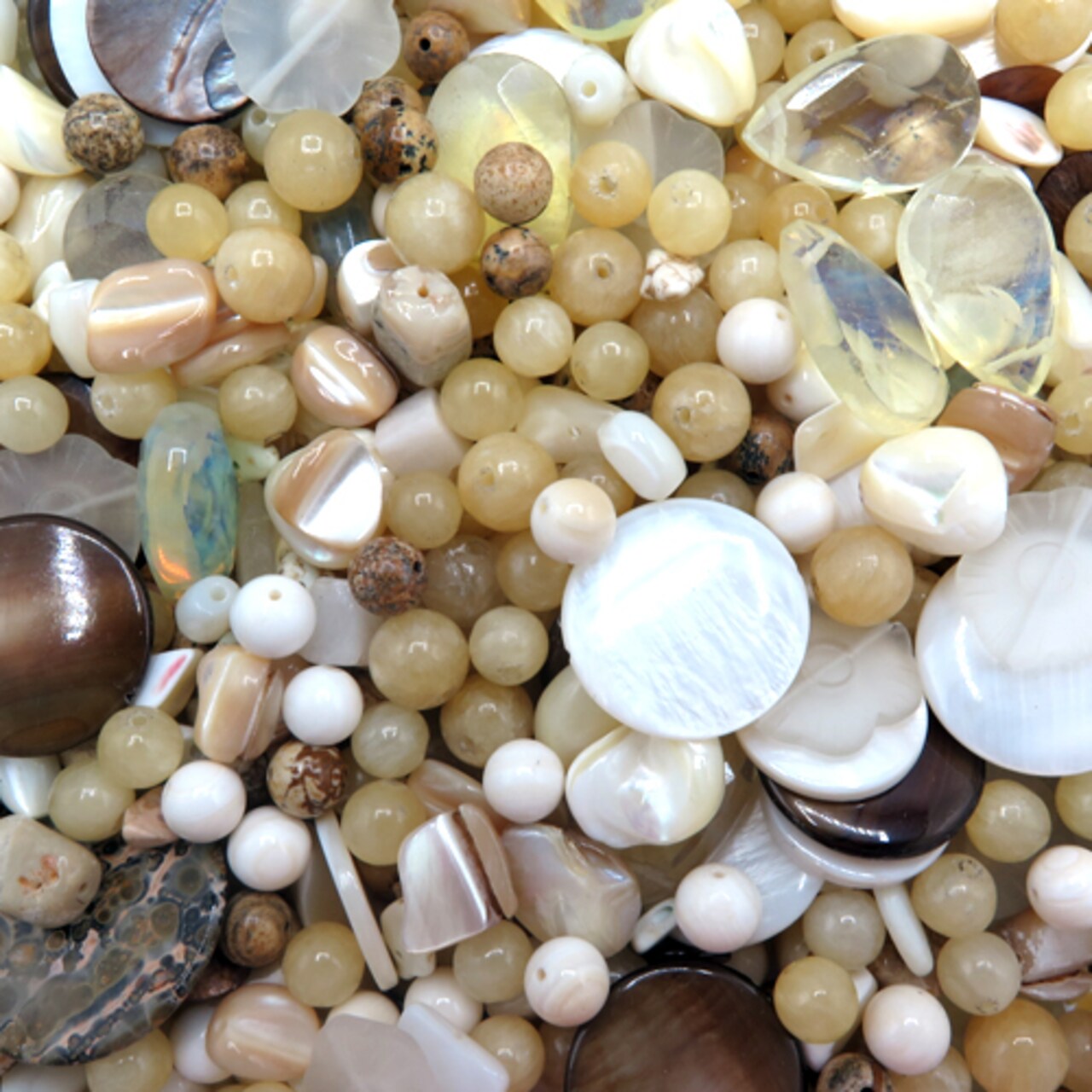 Mix of Gemstone Beads ~ Black, White & Neutral & Warm Mix ~ You Choose (3oz) (NS593)